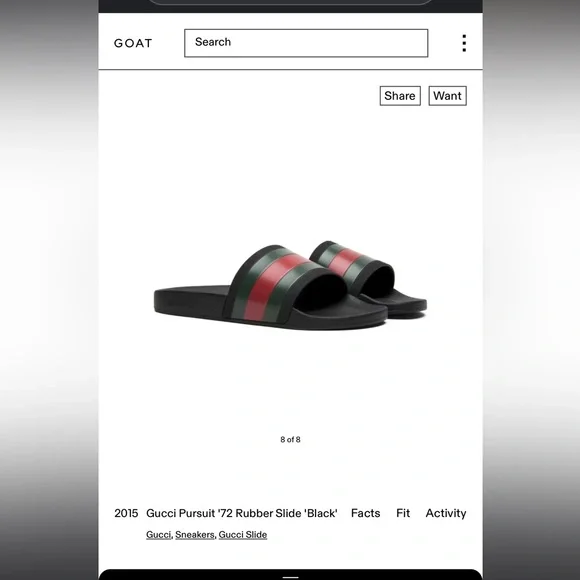 AUTHENTIC MENS GUCCI SIGNATURE STRIPE RUBBER SOLE SLIDES ✨ - Picture 6 of 6